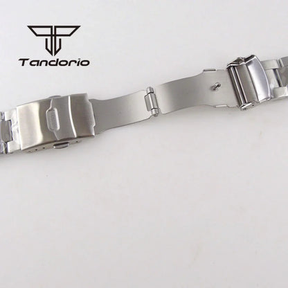 New Curved End Stainless Steel Watch Bracelet Folding Clasp Fit for Tandorio 62mas Wristwatch