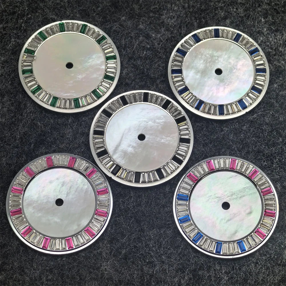 28.5mm Shell Watch Dial with Crystal High Quality Hands No Date No Luminous Watches Faces Modified Accessories