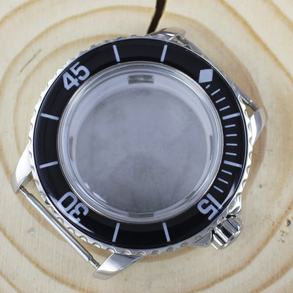 45MM Stainless Steel NH35 Watch Case 100m Waterproof Unidirectional Bezel for 50 FATHOMS NH34 NH35 NH36 NH38 Watch Accessories