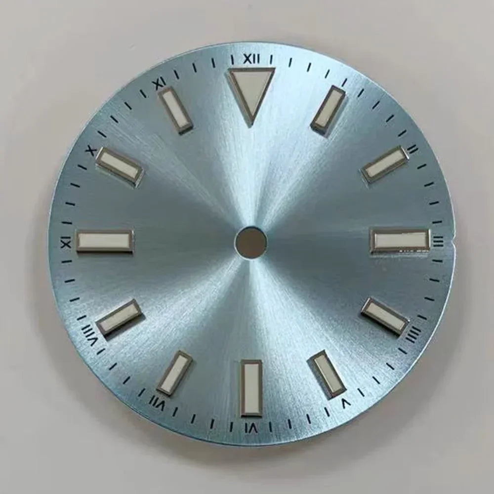 28.5mm Sunray Watch Dial Stripe Nails Green Luminous Font Modified Watch Accessories Suitable for NH35/8215/2836 Movement