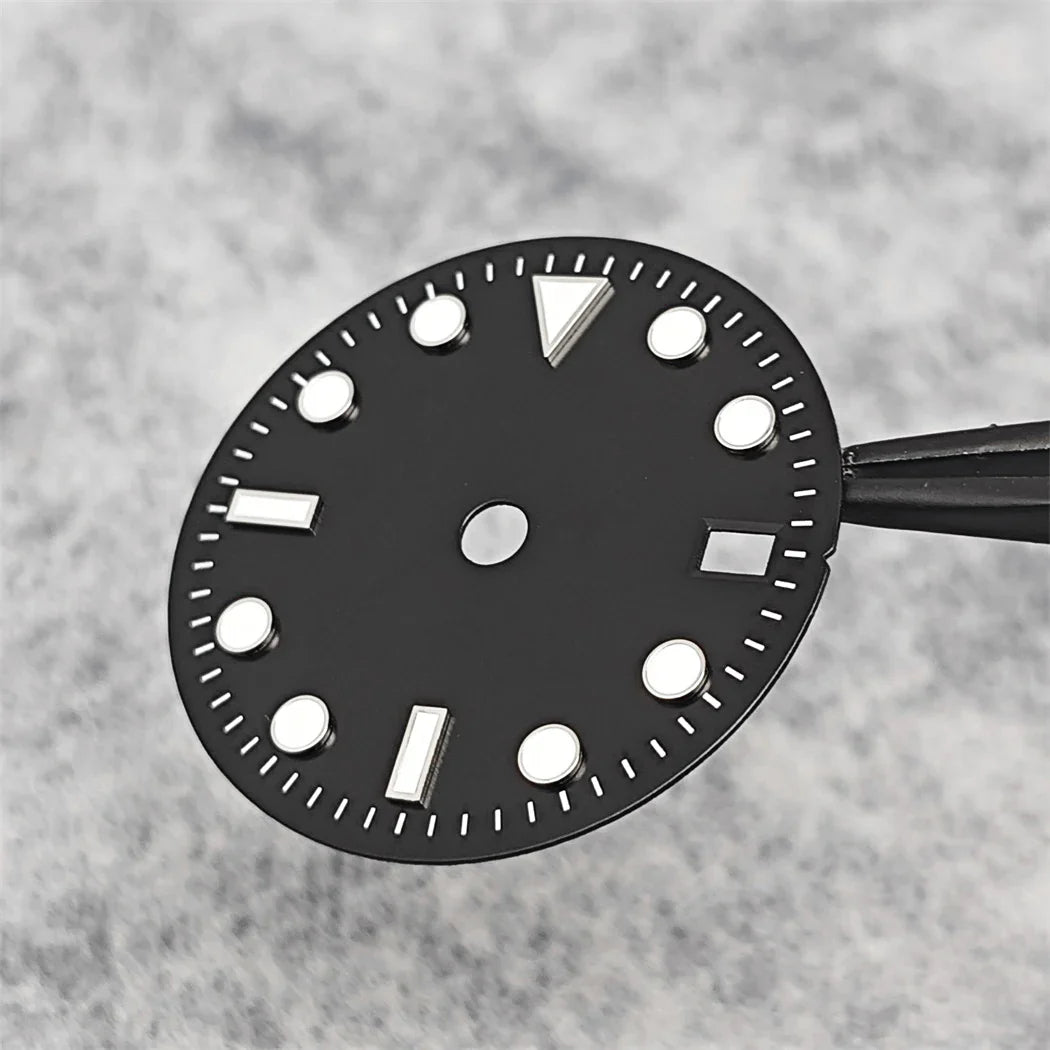 29MM Single calendar Watch Dial Green Luminous Modified Watch Accessories GMT Four-Hand Watch Faces for Japan NH34 Movement