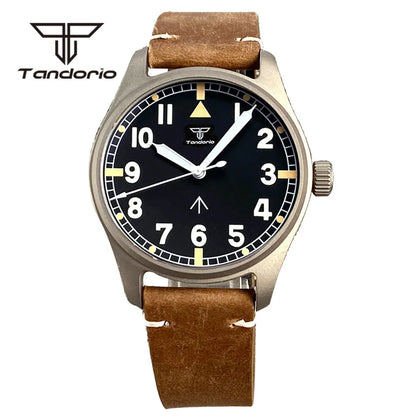 Tandorio 39mm Titanium Pilot Watches Sapphire NH35A PT5000 TD167