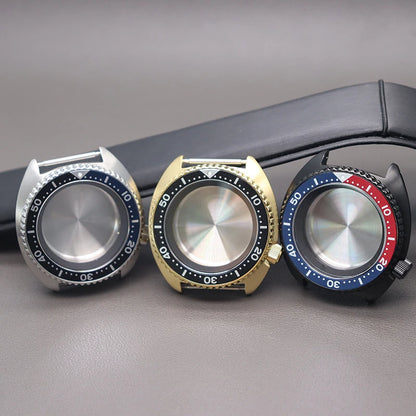 45mm Diving SKX Watch Case Sapphire Crystal Glass For Turtle Abalone Seiko NH34 NH35 NH36 NH38 4R36 Movement With Chapter Ring