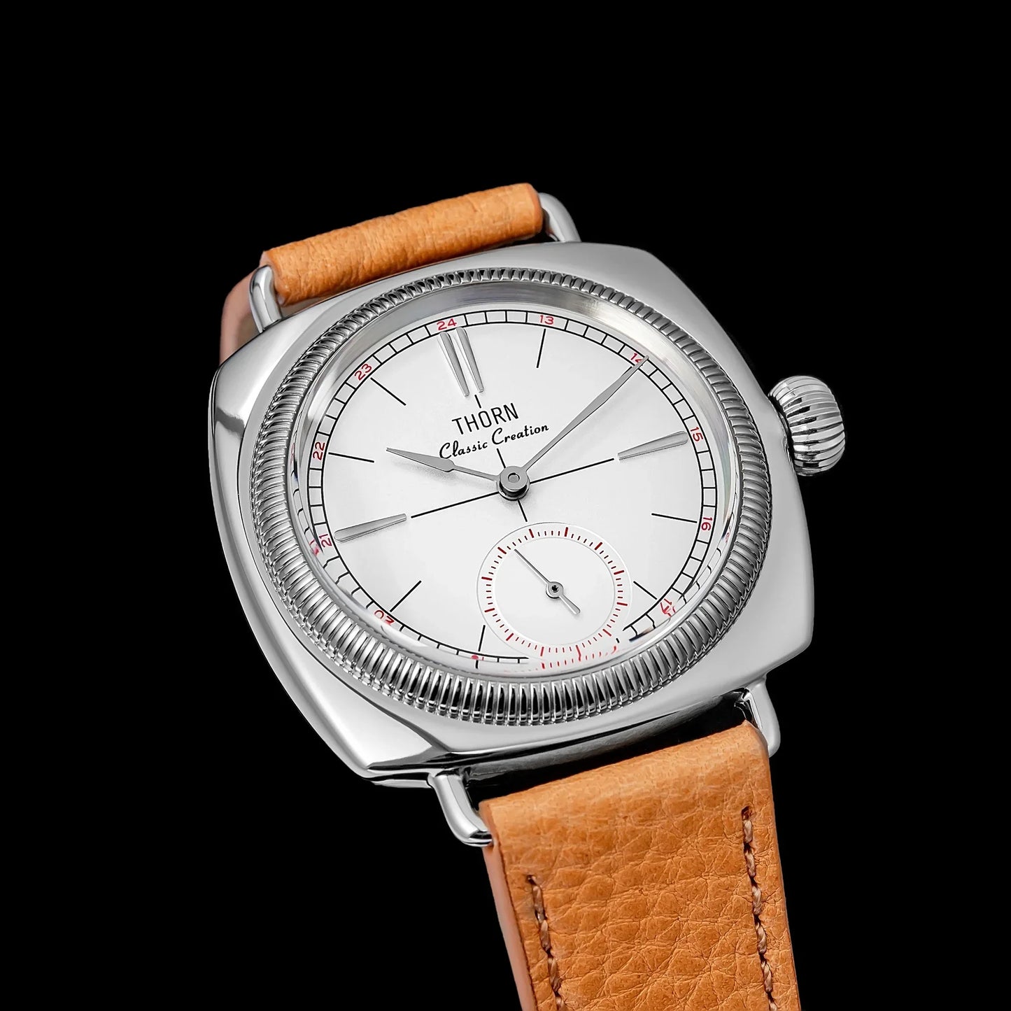 THORN T017 Square pillow-shaped 36mm Pilot couple wristwatch VD78 quartz Double Domed Sapphire 10Bar