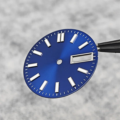 28.5mm Double Calendar Watch Dial Sunburst Watch Faces Green Luminous Watch Modification Accessories for NH36/4R/7S Movement