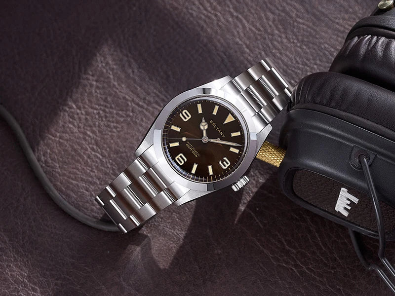 Baltany 36MM Explorer Watch Man S4056 NH38 Automatic Mechanical Watch  Waterproof 20Bar Stainless Steel Bracelet Retro Watches