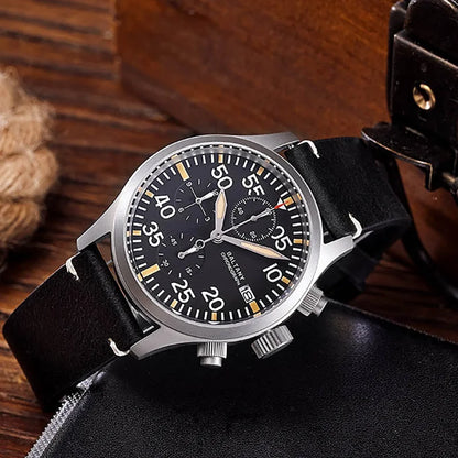 Baltany 39mm Military Chronograph Watch Man S5045 Sapphire Crystal 10ATM Stainless Steel VK67 Calendar Retro Quartz Wristwatches