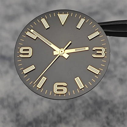 28.5mm Watch Dial + Hands Green Luminous Sun Pattern Modified 369 Nail Dial Watch Faces Accessory Fit NH35/NH36/4R/7S Movement