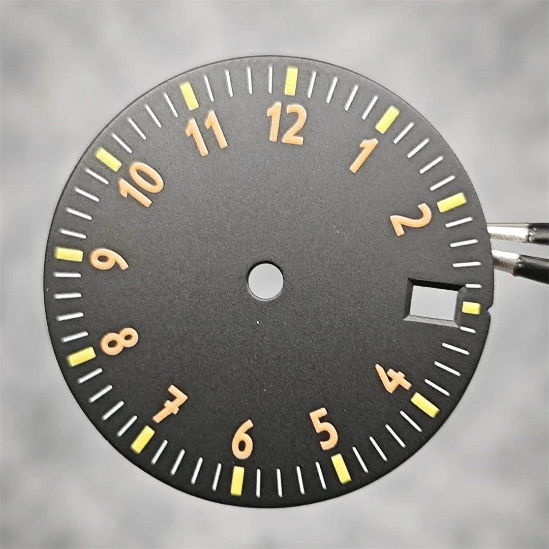 28.5MM Watch Dial NH35 Single Date / No Date Calendar Watch Faces Green Luminous Watch Accessories for NH35/ NH36/ 4R Movement