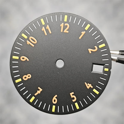 28.5MM Watch Dial NH35 Single Date / No Date Calendar Watch Faces Green Luminous Watch Accessories for NH35/ NH36/ 4R Movement