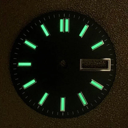 28.5mm Double Calendar Watch Dial Sunburst Watch Faces Green Luminous Watch Modification Accessories for NH36/4R/7S Movement