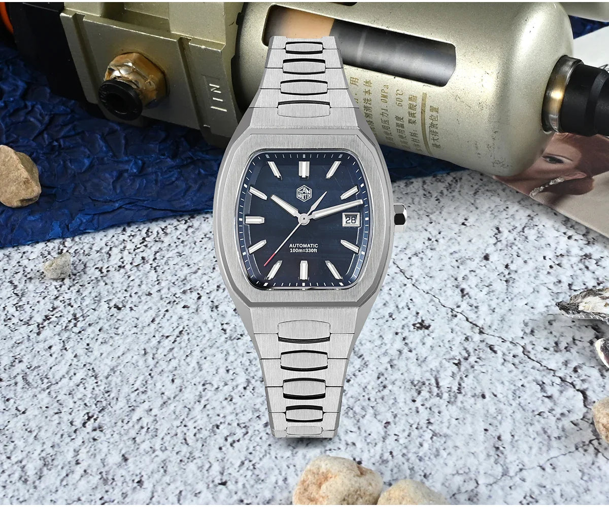 San Martin Dress Watch SN0145 39.5mm Tonneau Luxury Mineral Dial  PT5000 SW200 Automatic AR Sapphire Luminous