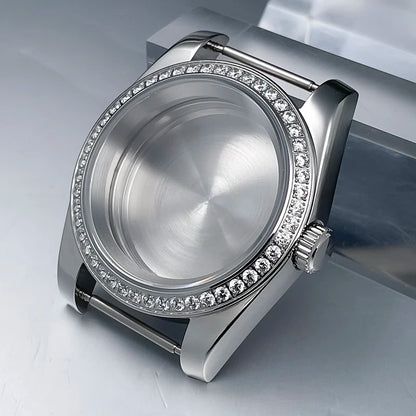 36mm/39mm NH35 Case President Jubile Strap Diamond Bezel Sapphire Glass Mod For NH35 NH36 Movement Watch Case Accessories Parts