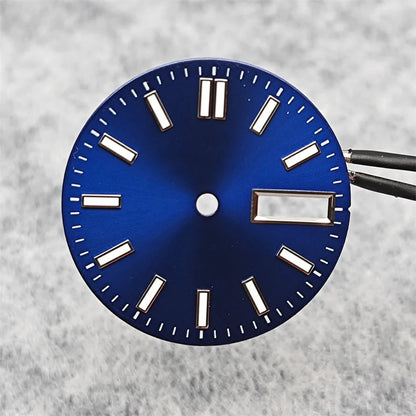 28.5mm Double Calendar Watch Dial Sunburst Watch Faces Green Luminous Watch Modification Accessories for NH36/4R/7S Movement