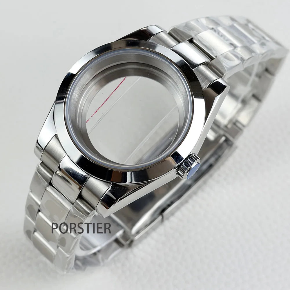 36/39mm NH35 Watch Case Stainless steel Sapphire Glass Transparent Back Cover for Seiko NH35 NH36 movement Datejust Oyster Strap