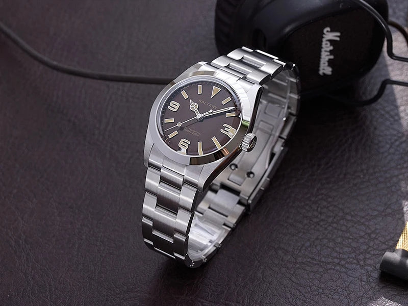 Baltany 36MM Explorer Watch Man S4056 NH38 Automatic Mechanical Watch  Waterproof 20Bar Stainless Steel Bracelet Retro Watches
