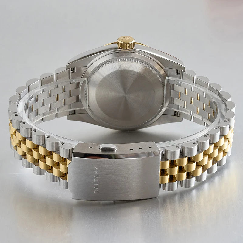 Baltany 36mm Dress Gold Watch S4084 Customizable DateJust  NH35 Automatic  Ar sapphire Swiss Lume Fluted case