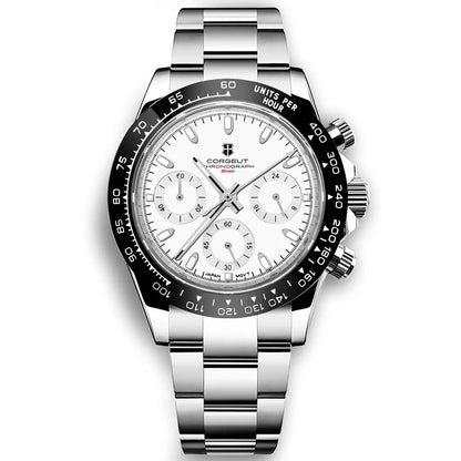 Corgeut 2069 Chronograph watch Panda Daytona 24 hours VK63 Quartz Hardlex 10Bar 39MM