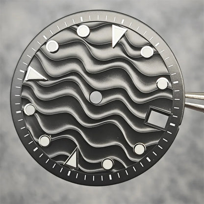 28.5mm Watch Dial Water Ripple Gradient Color Watch Faces Green Luminous Surface Man’s Watch Accessories for NH35 Movement