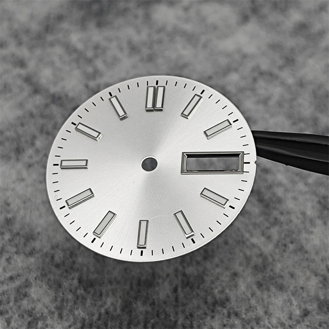 28.5mm Double Calendar Watch Dial Sunburst Watch Faces Green Luminous Watch Modification Accessories for NH36/4R/7S Movement