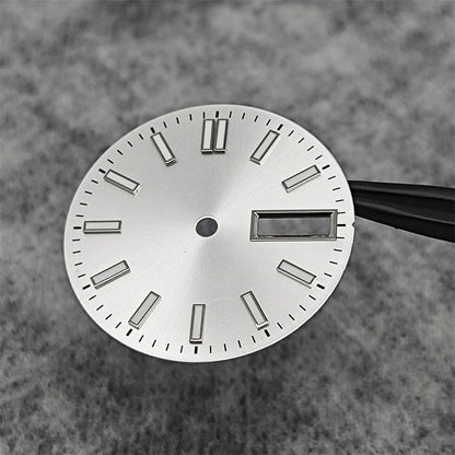 28.5mm Double Calendar Watch Dial Sunburst Watch Faces Green Luminous Watch Modification Accessories for NH36/4R/7S Movement