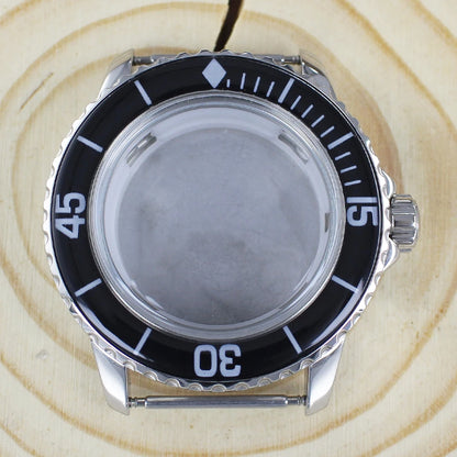 45MM Stainless Steel NH35 Watch Case 100m Waterproof Unidirectional Bezel for 50 FATHOMS NH34 NH35 NH36 NH38 Watch Accessories