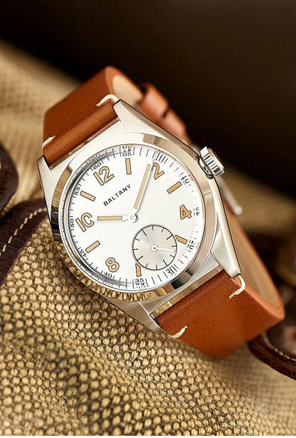 Baltany Bubbleback Dress Watches Subdial IPG Bezel Leather Gold Hands Sapphire Crystal Stainless Steel VD78 Quartz Wristwatches