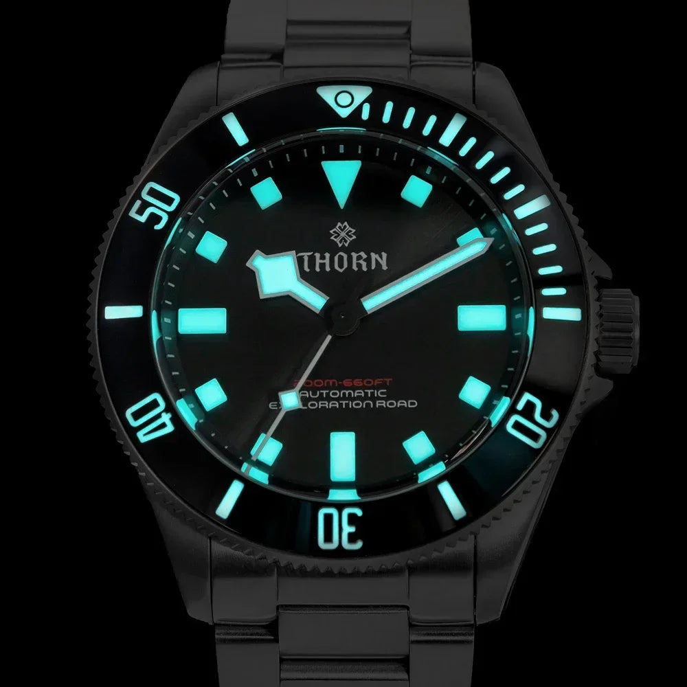 THORN SHY036 Titanium Sub Diver 39MM  Vintage PT5000  Automati Sapphire C3 Super Luminous 20bar