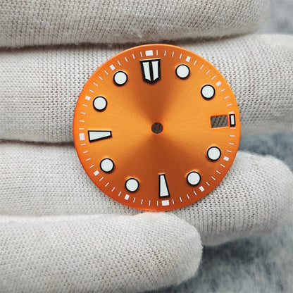 New 28.5mm Watch Dial BGW9/C3 Blue Green Luminous Watch Faces Sunray Dial Watch Accessories for NH35/NH36/4R/7S Movement