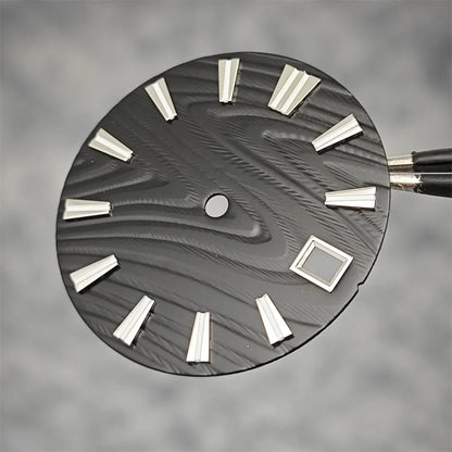 28.5mm Green Luminous Watch Dial Wood Texture Watch Faces Replace Accessories for SKX007 NH35/NH36/4R/7S Movement Watch Parts