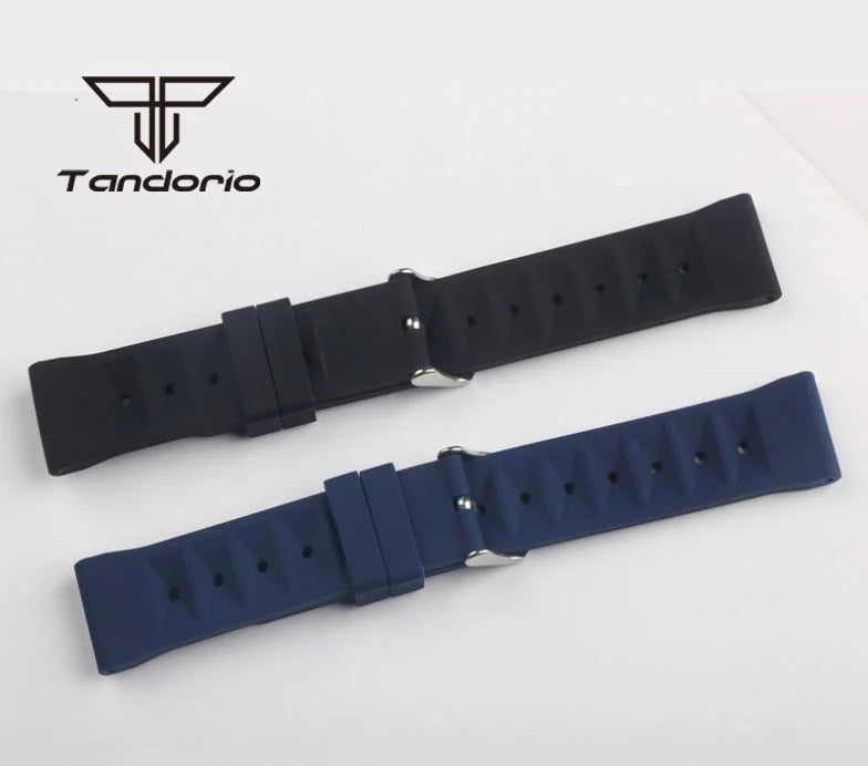 Black/Blue Watch Waffle Rubber Strap 20mm/22mm Width Pin Buckle Wristwatch Accessories Spare Parts