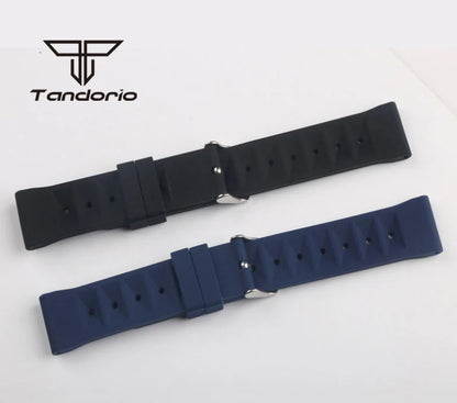 Black/Blue Watch Waffle Rubber Strap 20mm/22mm Width Pin Buckle Wristwatch Accessories Spare Parts