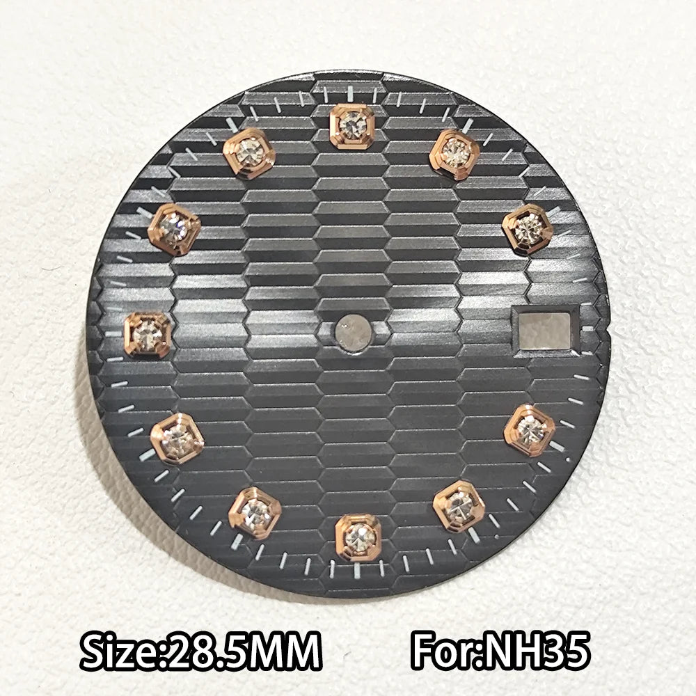 28.5mm Watch Dial For NH 35 NH36 Movements Green Luminous Single/No Date just Calendar Dial Roman Men Watches Accessories