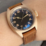 CUSN8 Solid Bronze Identity Crisis Pilot Watch Wristfull W201 NH35A Domed AR Sapphire 36mm 20Bar
