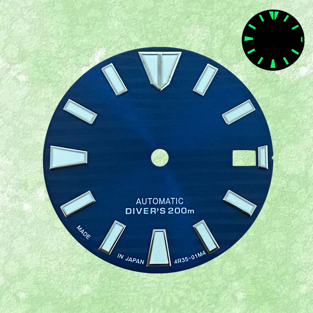 28.5mm S Logo Dial Suitable For NH35/NH36 Japanese Automatic Movement Green Luminous Watch Modification Accessories