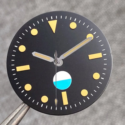 Non-Radiation 50-FATHOMS Watch Dial Parts 29mm for NH35 PT5000 Green Luminous Case Parts Sterile Nologo Hand Set for Dive Watch