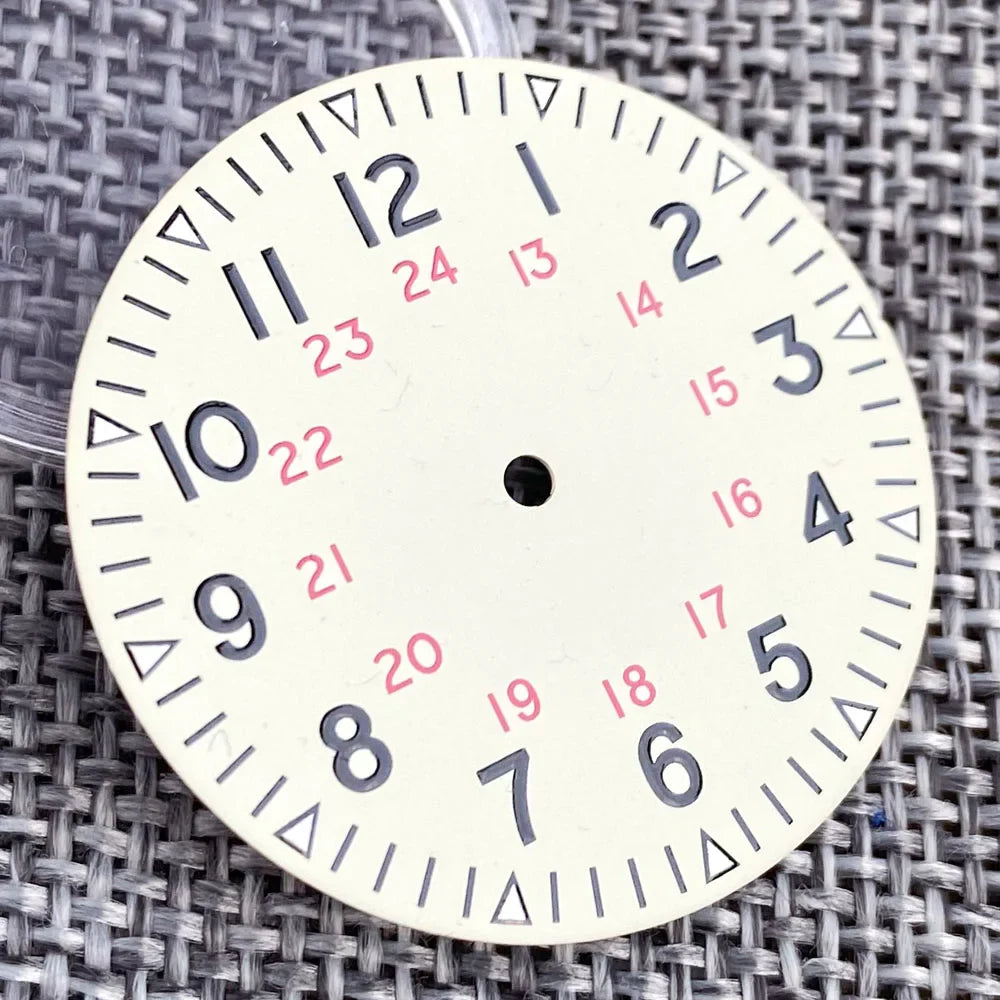 Vintage Pil ot Watch Dial 33.5mm for NH 35 NH 36 NH 38 NH 70 E TA2824 PT 5000 Nologo Dial Face D iver Watch Mod Luminous Hand Watch Part