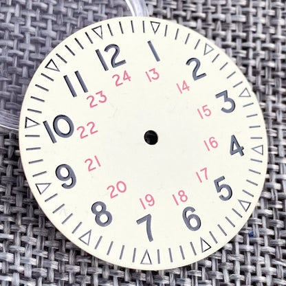 Vintage Pil ot Watch Dial 33.5mm for NH 35 NH 36 NH 38 NH 70 E TA2824 PT 5000 Nologo Dial Face D iver Watch Mod Luminous Hand Watch Part