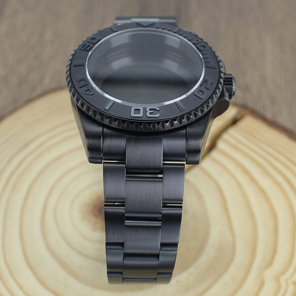 40mm NH35 Accessories Watch Case bands Sapphire for NH35 NH36 NH34 NH70 8215 2824 PT5000 Movt Black Yacht Ceramic bezel insert