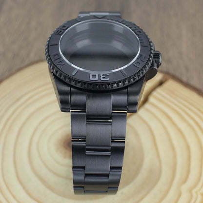 40mm NH35 Accessories Watch Case bands Sapphire for NH35 NH36 NH34 NH70 8215 2824 PT5000 Movt Black Yacht Ceramic bezel insert