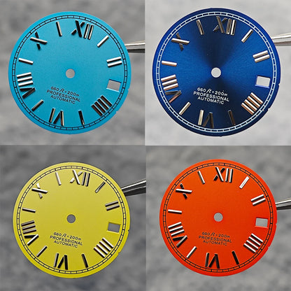 Suitable for NH35A/4R35 Movement Watch Dial 28.5mm Roman Numeral Surface Watch Faces Men's Watches Replacement Accessories