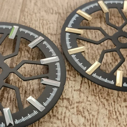 28.5MM Skeleton Hollowed Watch Dial Modified Watch Accessories Without Luminous Gold Silver Nails Watch Faces for NH70 Movement