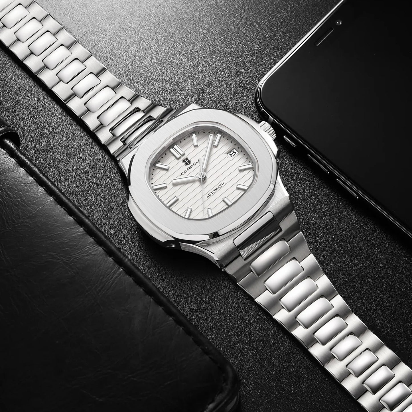 Corgeut 6017 Nautilus Watch 40mm Custom logo NH35 Movement  Sapphire Crystal Watch 10bar Lumnious