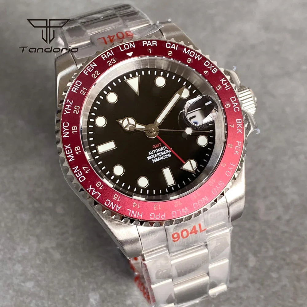 Tandorio Professonal GMT Watch Sapphire NH34 Diver 20atm Ceramic TD240 40mm