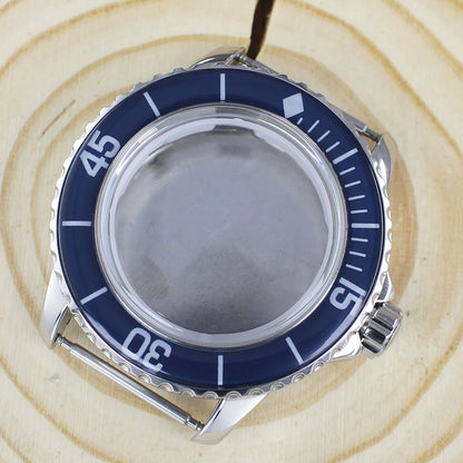 45MM Stainless Steel NH35 Watch Case 100m Waterproof Unidirectional Bezel for 50 FATHOMS NH34 NH35 NH36 NH38 Watch Accessories