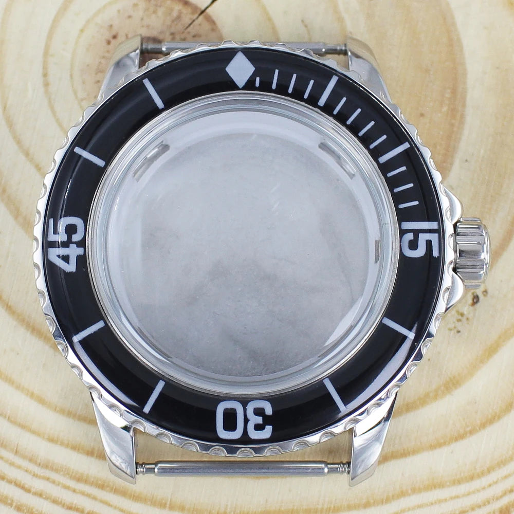 45MM Stainless Steel NH35 Watch Case 100m Waterproof Unidirectional Bezel for 50 FATHOMS NH34 NH35 NH36 NH38 Watch Accessories