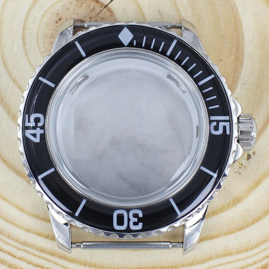 45MM Stainless Steel NH35 Watch Case 100m Waterproof Unidirectional Bezel for 50 FATHOMS NH34 NH35 NH36 NH38 Watch Accessories