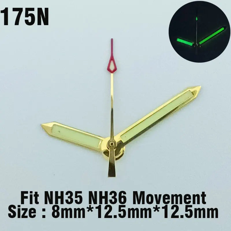 Watch hands NH series 35 36 hands Green glow in the dark hands seconds Watch accessories for NH series 35 36 movement assembly