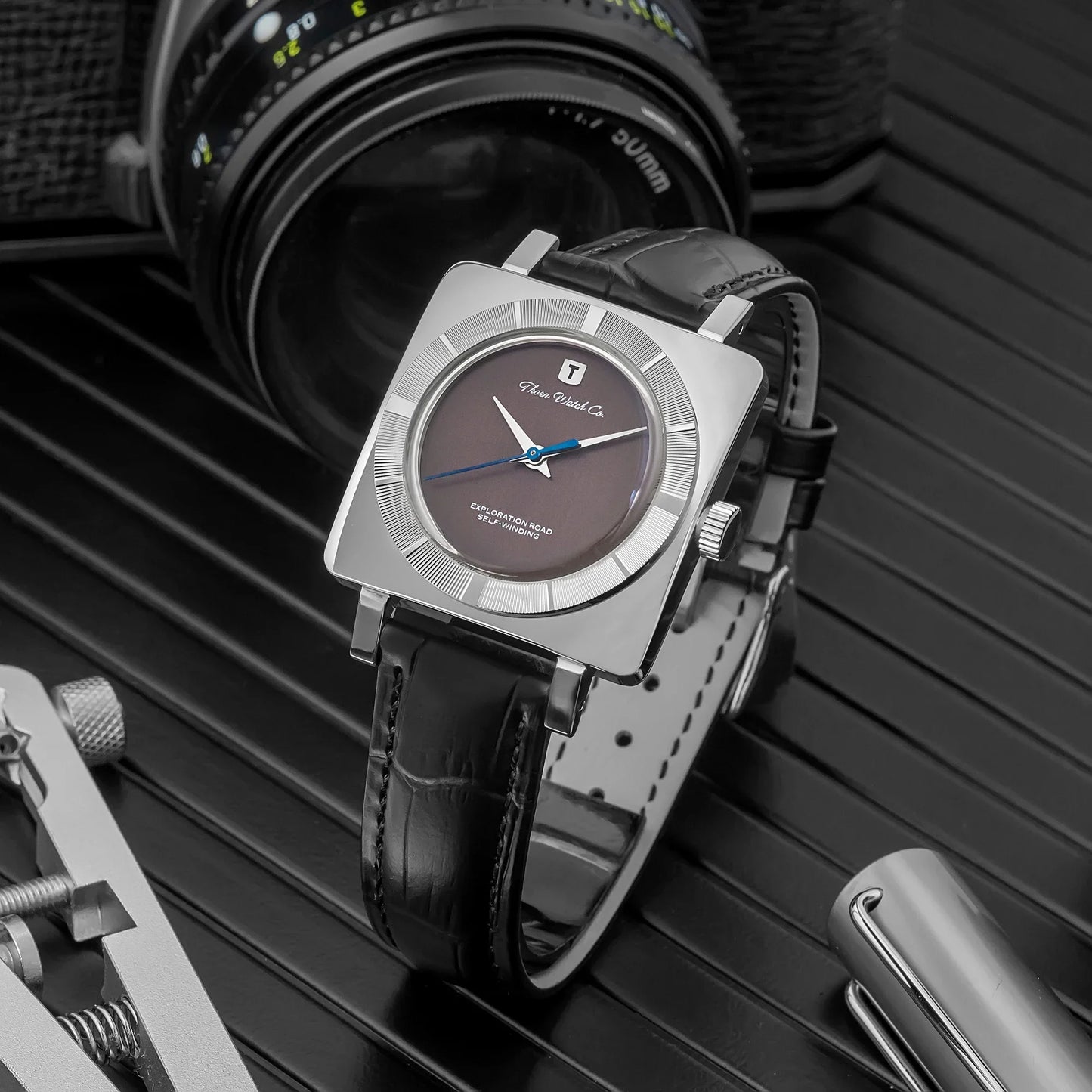 THORN T016 Square Watch 34MM PT5000 Dress Sapphire Pot lid Bubble Mirror 5ATM Fashion