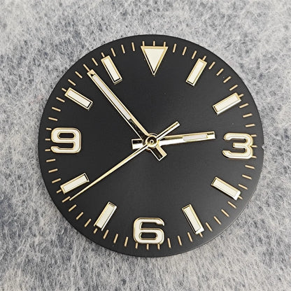 28.5mm Watch Dial + Hands Green Luminous Sun Pattern Modified 369 Nail Dial Watch Faces Accessory Fit NH35/NH36/4R/7S Movement